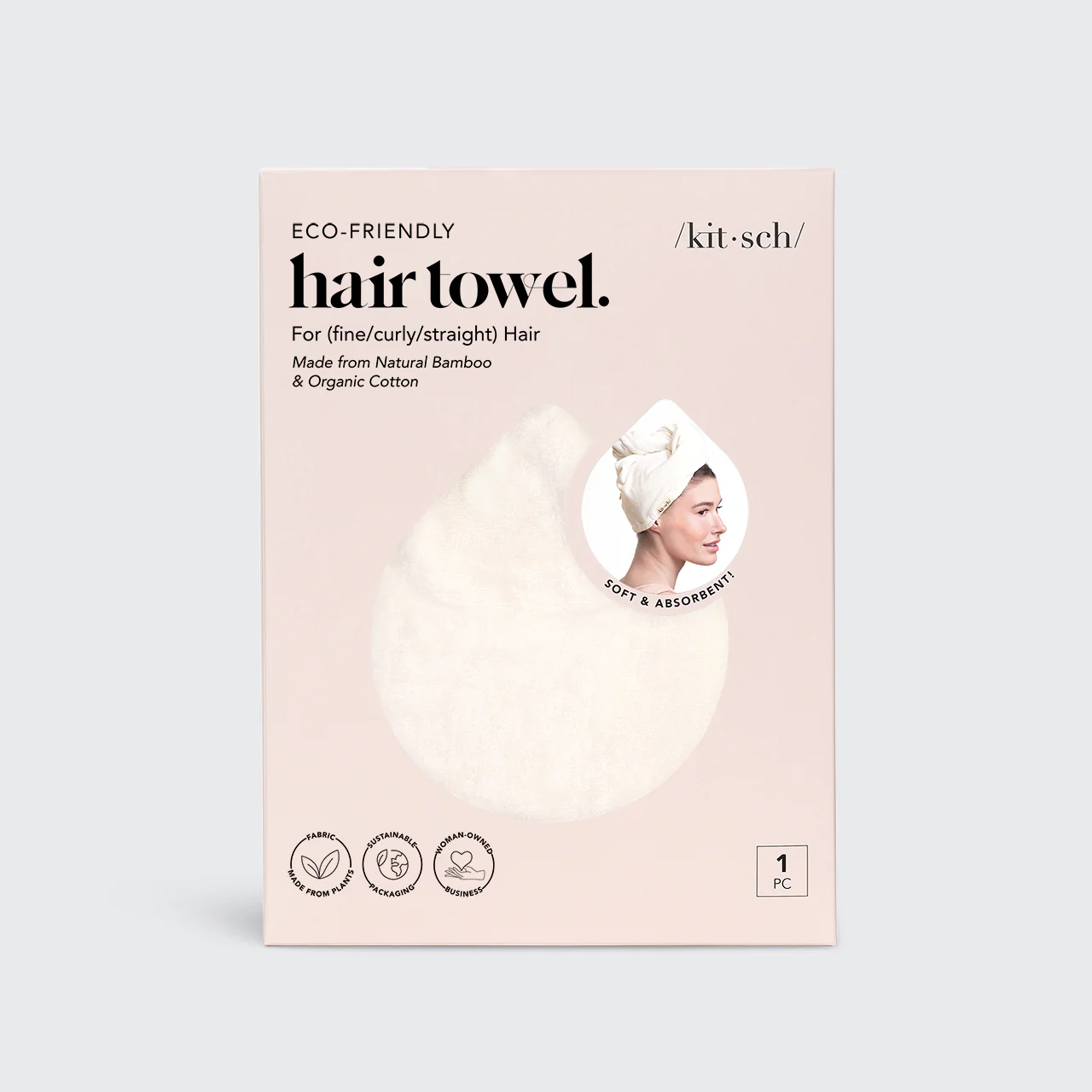 Organic Bamboo Hair Towel - White - Image 3
