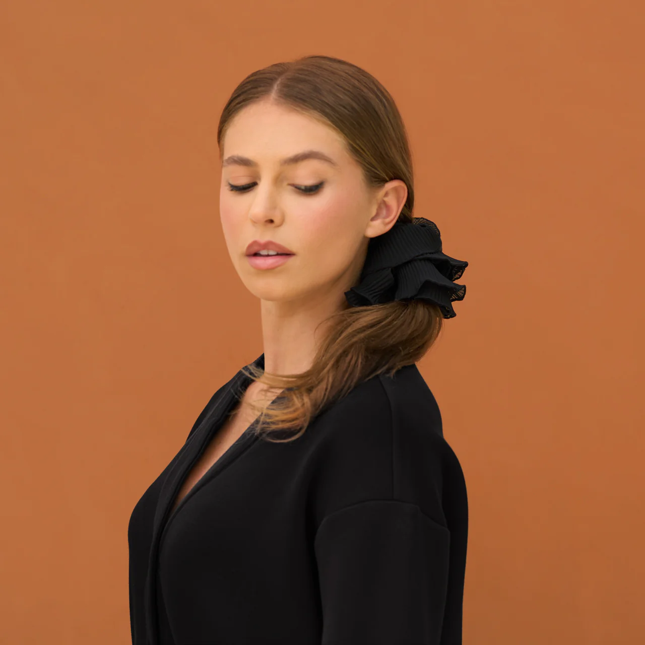 Halloween Black Pleated Scrunchie - Image 2