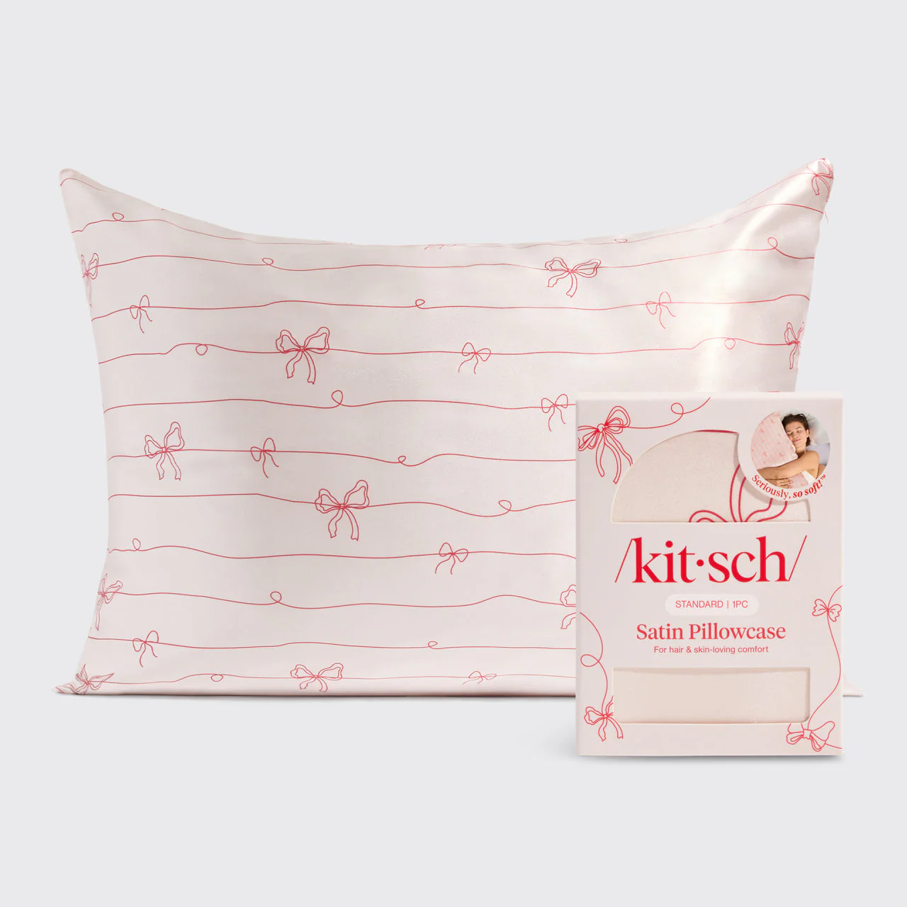 Satin Pillowcase in Striped Bows