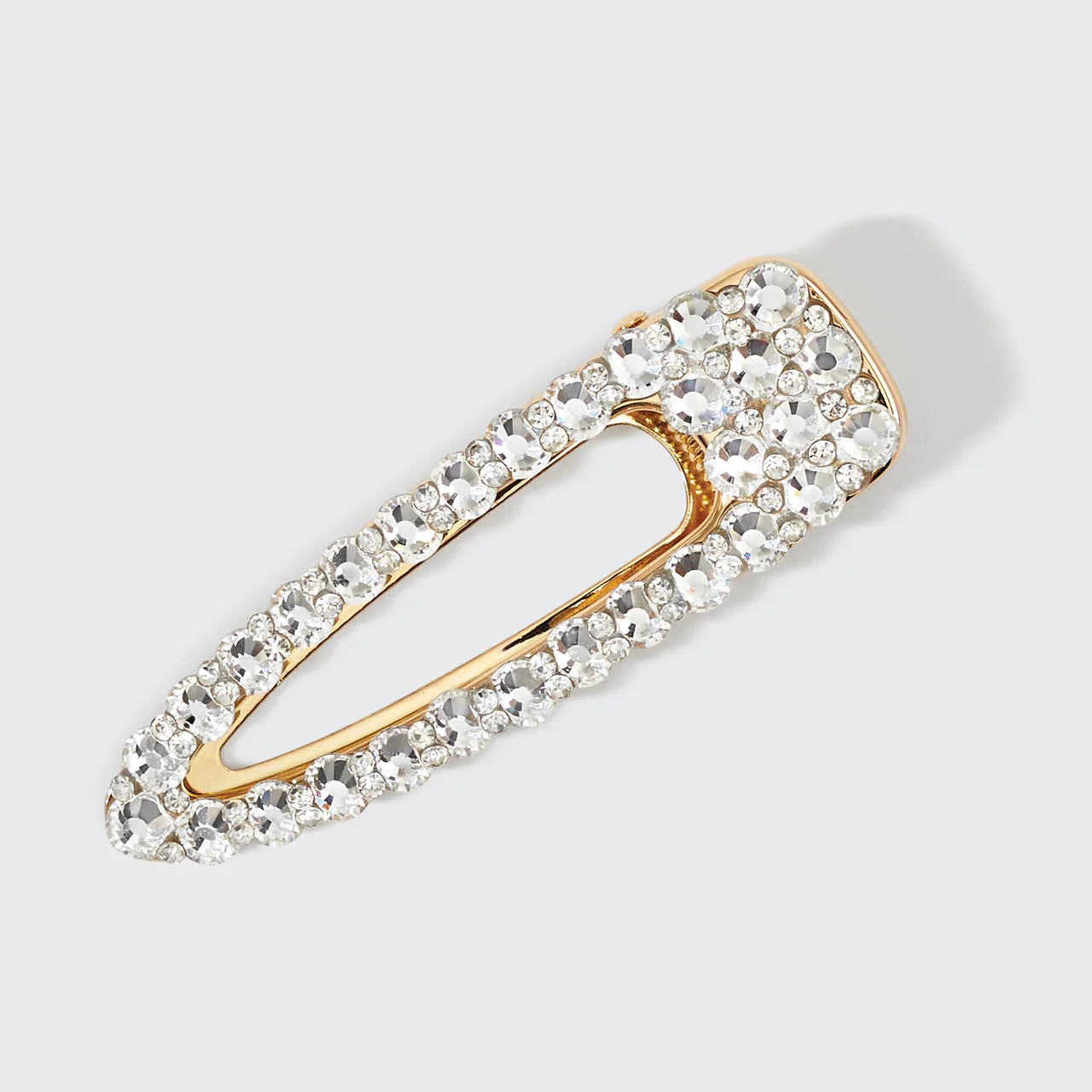 Metal Rhinestone Large Open Shape Hair Clip - Gold - Image 4