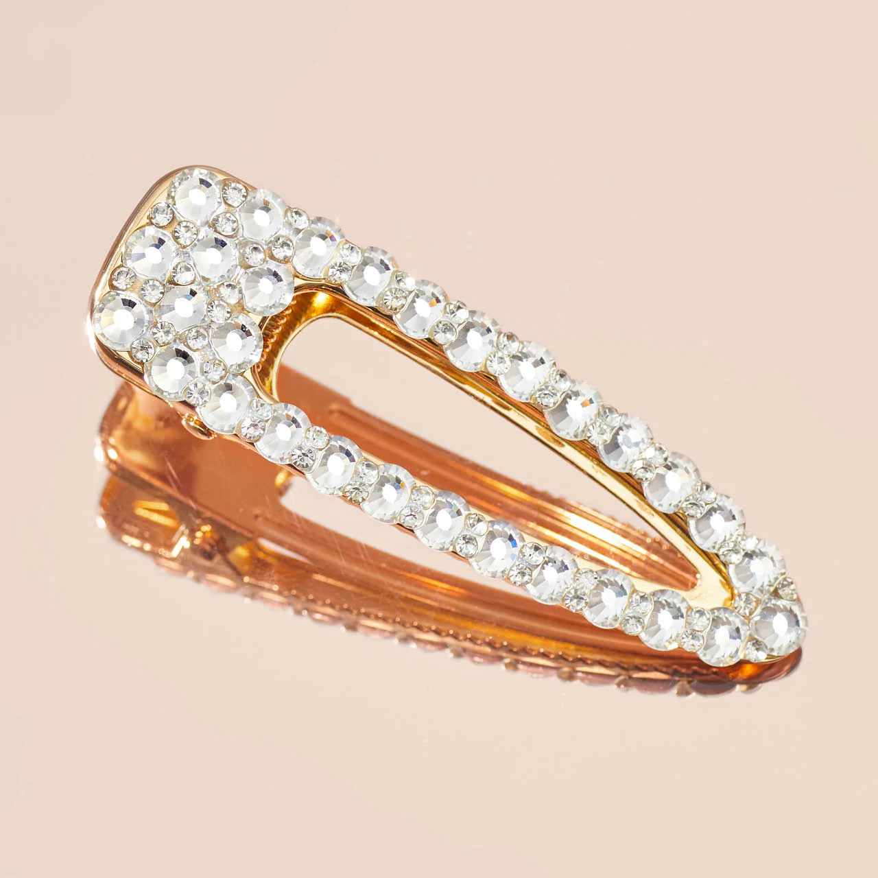 Metal Rhinestone Large Open Shape Hair Clip - Gold - Image 5