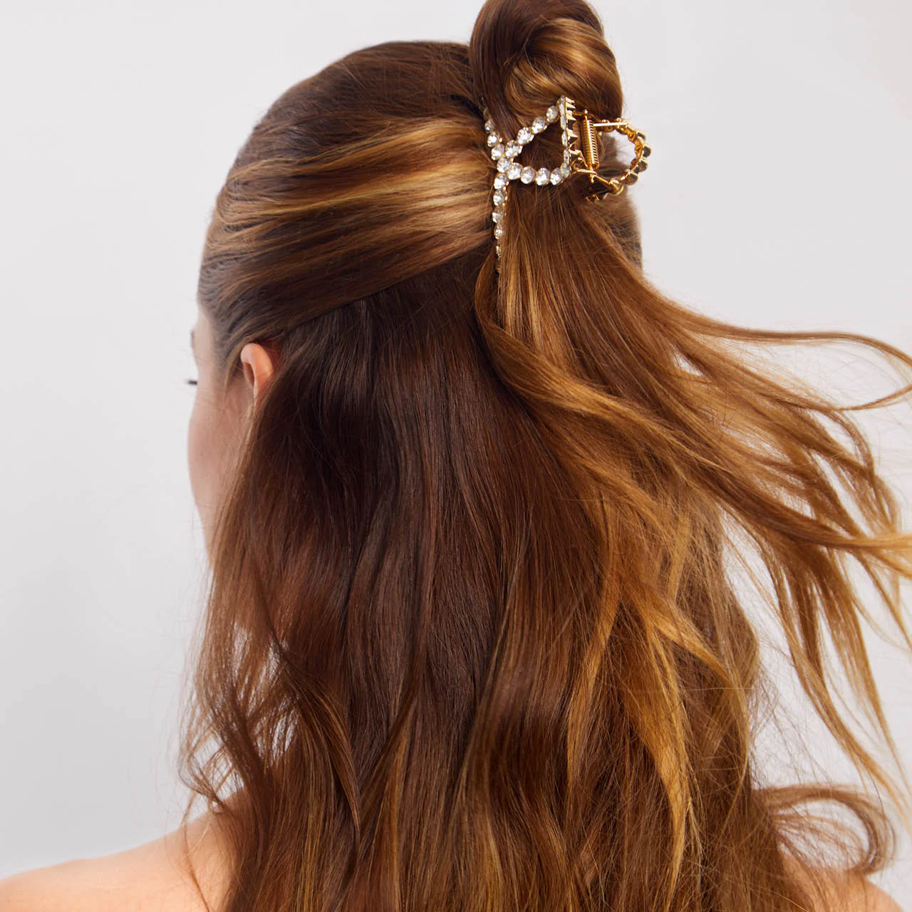 Gold Metal Rhinestone Loop Claw Clip - Image 4