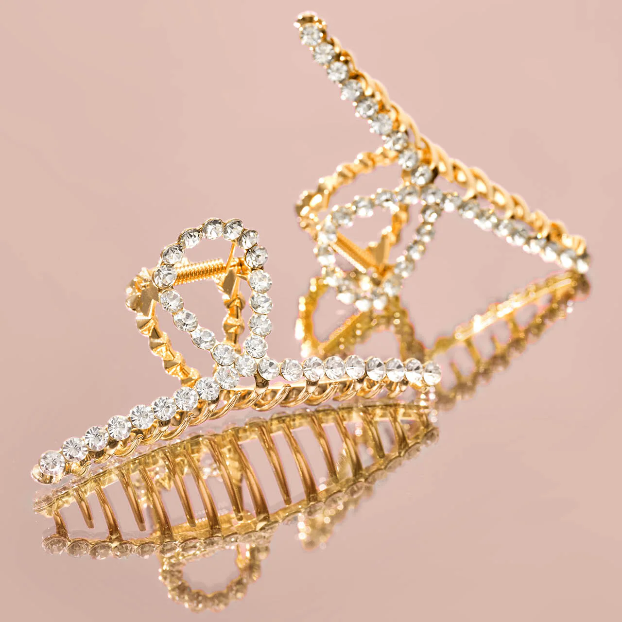 Gold Metal Rhinestone Loop Claw Clip - Image 7
