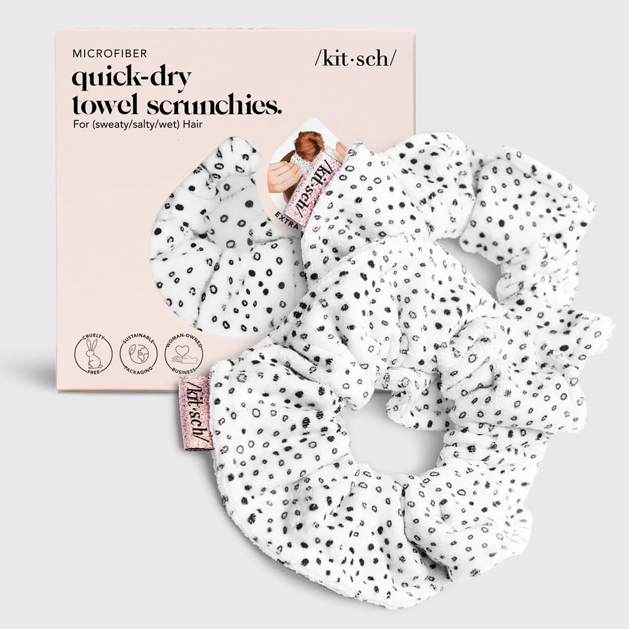 Micro Dot Microfiber Quick-Dry Towel Scrunchies 2pc Set