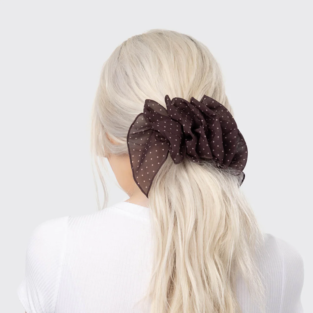 Recycled Chiffon Polka Dot Bow Barrette - Image 4